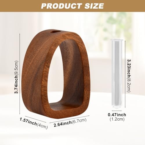 Solid Wood Frame Glass Test Tube Vase Desk Hydroponic Plant,Modern Decorative Hydrophilic Plants Vases,Mini Propagation Station for Hydroponic Plants,Desktop Home Office Decor - Image 2