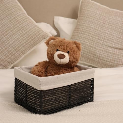 GYASVWU Hand-Woven Paper Rope Storage Baskets,Rectangular Wicker Baskets for Organizing,Decorative Woven Basket for Storage,Shelf Basket for Living Room,Storage Baskets for Pantry (Black - Small) - Image 6