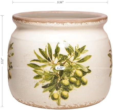 Olive Ceramic Planter, Italian Mediterranean Flower Pot for Indoor Plants - Image 3