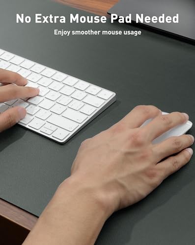 Aothia Faux Leather Desk Mat - Large Mouse Pad, Non-Slip PU Leather Blotter, Waterproof Writing Surface for Office and Home (Jungle Green, 63" x 24") - Image 4