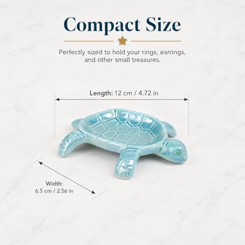 Ring Holder Ceramic Turtle Jewelry Dish,Trinket Tray for Rings Earrings Necklace Bracelet, Sea Turtle Decorative Tray for Vanity Nightstand Bathroom - Image 2