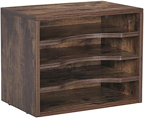 Snughome Vintage Wood File Organizer Desktop, 13.4’’ Document Letter Mail Tray Sorter with 3 Adjustable Shelves, Wooden Desktop Paper File Sorter Holder for School Home Office Supplies by Snughome