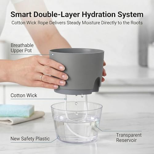 Vanavazon 6 Inch Self Watering Pots for Indoor Plants African Violet Pots - Image 7
