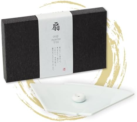 Hasegawa Japanese Fan-Shaped Incense Holder - White, Simple and Elegant Design, Suitable for Short and Long Incense Sticks, 3.66 x 6.30 x 0.79 Inches by %E3%81%AF%E3%81%9B%E3%81%8C%E3%82%8F%EF%BC%88Hasegawa%EF%BC%89