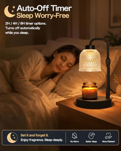 AIFEI Candle Warmer Lamp with Timer, 2/4/8H Auto-Off Candle Lamp CoalBlack - Image 3