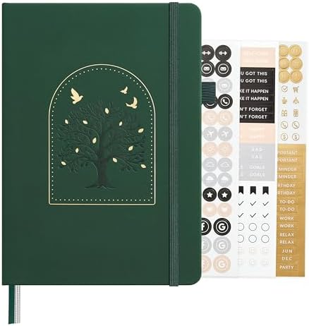 &And Per Se Dotted Journal Notebook, A5 Hardcover Aesthetic Dotted Notebook – 160 Pages 100gsm Thick Dot Grid Paper, 3 Sticker Sheets – Gift-Ready Journaling Kit for Women (Dark Green) by AndPerSe