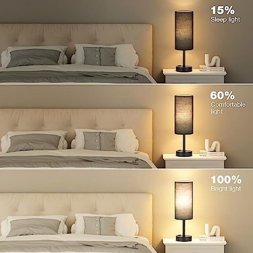 Fenmzee Black Bedside Lamp for Bedroom, Dimmable Touch, USB A+C, AC Outlet - Image 5
