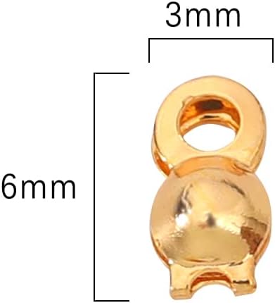 Beadia 18K Gold Plated End Caps Non Tarnish 3x6mm 200pcs for Jewelry Making Findings