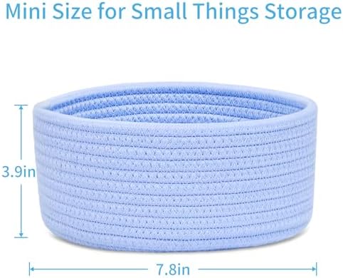 ABenkle Small Woven Basket, Empty Tiny Shallow Storage Basket, Mini Cotton Rope Baskets, Round Decorative Hamper, Basket Storage Bins for Toys, Spa, Socks, Nursery, Living Room - Image 2