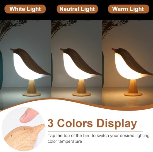 VoMii Bird Desk Lamp Set of 2, Small Table Lamp Cordless Touch Dimmable Night Light with 3 Color Temperature, Rechargeable Decorative Lamps for Bedroom Bedside Nightstand, Desk Decor, Bird Gifts - Image 3