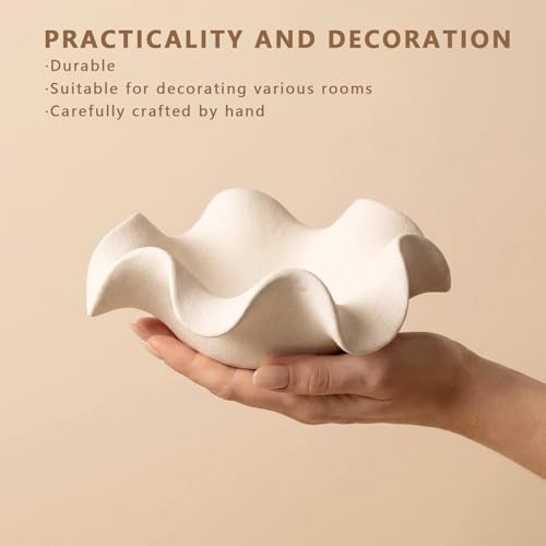 Ceramic Flower Decorative Bowl, Small Scalloped Trinket Dish for Keys, Jewelry and Candy, White Catchall Bowl for Entryway or Coffee Table Decor (7.8 * 2.9Inch) - Image 3