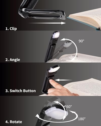 HEMONNKAM Book Light, 2 Pack Rechargeable Clip-On Reading Light for Bed - Image 5