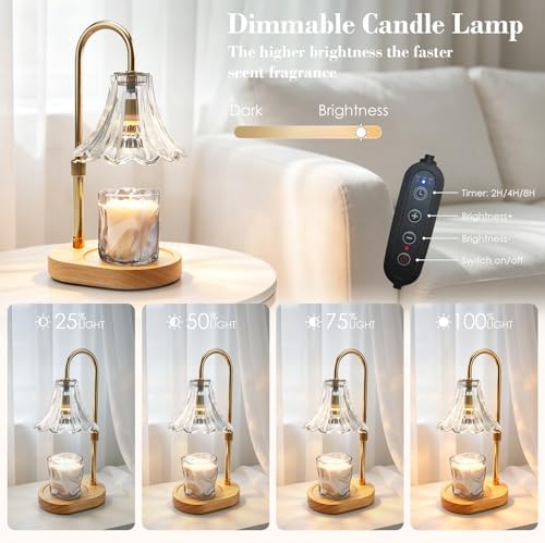 Banbanda Candle Warmer Lamp with Timer: 2026 Mothers Day Gifts for Women, Adjustable Candle Warmer with 2 Bulbs, Flower Candle Lamp for House Warming Room Decor - Image 4