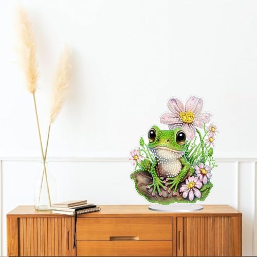 Diamond Painting Kits for Adults Beginners, 5D Full Drill Frog Crystal Art Desktop Ornament, DIY Single Sided Home Office Desk Decor, Creative Craft Gift Set with Tools - Image 4