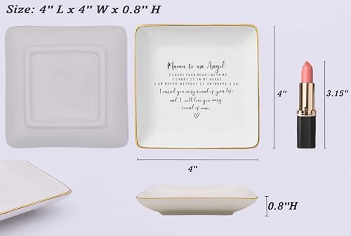 NZY Remembrance Angel Baby Gift for Mother Loss of Baby,Bereavement Sympathy Gifts,Pregnancy Miscarriage,Loss of Infant,Child Memorial,Ceramic Jewelry Tray Trinket Holder Ring Dish-Mama to an Angle - Image 5
