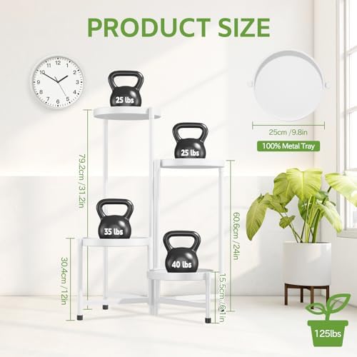 iDavosic.ly 4 Tier Large Plant Stand Indoor Outdoor, 10 In Wide Tray, White - Image 3