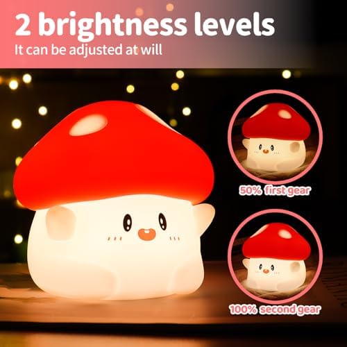 Rytinazzz Silicone Night Light for Kids, 50H Long Battery Mushroom Lamp, RGB Color Changing Mood Light, Gift for Kids, Rechargeable Tap Control, Dimmable Bedside Light - Image 4