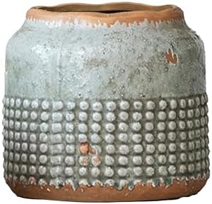 Creative Co-Op Round Terra-Cotta Hobnail Planter Vase with Heavily Distressed Finish, Grey - Image 3