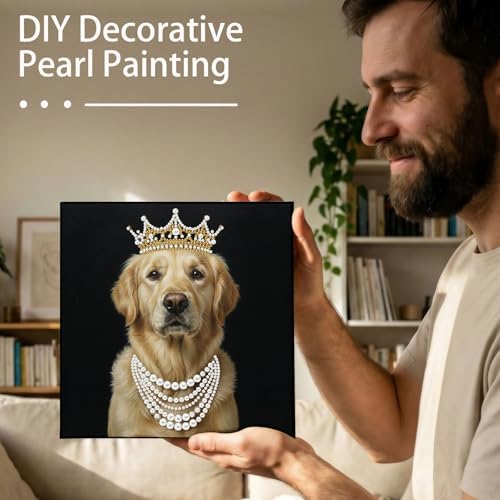 LQCrafK DIY Pearl Art Painting Handcraft Kit for Adults Beginners with Tools and Framed Painting, Creative Design,Self-Adhesive, Healing Stress-Relieving Home Wall Decoration-Royal Dog - Image 5