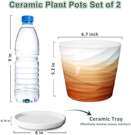 6 Inch Ceramic Plant Pot(6.7 in Diameter,2 Pack) - Image 2