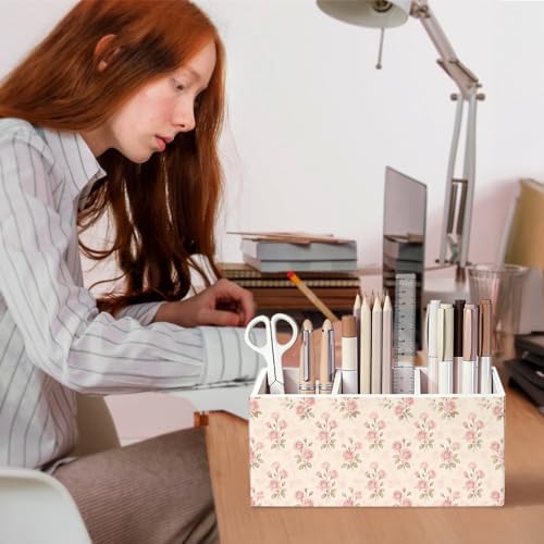 Pink Rose Flower Pen Pencil Holder for Desk Decor - Image 4