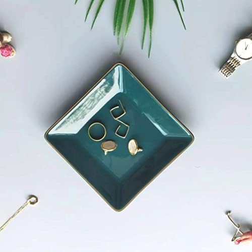 HANKOR Ceramic Jewelry Dish Tray, Decorative Trinket Tray Holder for Ring Earring Key, Gift for Women Girls, 4.7inch, Green - Image 3