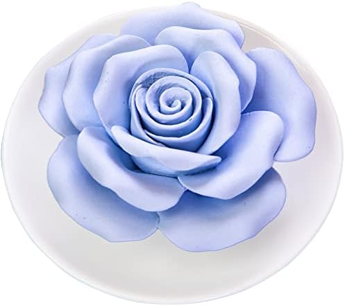 Essential Oil Passive Flower Diffuser -Non-Electric Porcelain Aromatherapy Diffusers for Small Mini Room, Desk Decorative, Bathroom (Blue Rose) by oumeiben