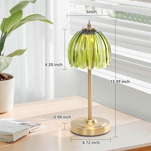 Shenmoyl Small TulipTable Lamp, 3 Color Temperatures, Table Lamps for Living Room, Bedroom, Nightstand (Green Tulip) - Image 5