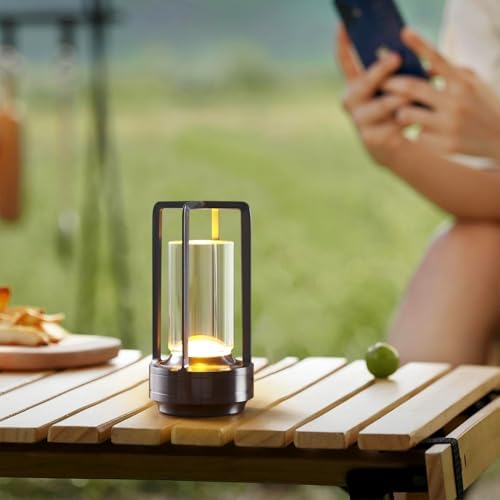 Small Table Lamp, Rechargeable Cordless Battery Operated LED Lamp, 3-Color Temperatures Dimmable Nightstand Lamp for Living Room, Bedroom, Outdoor Battery Powered Portable Touch Lamp (Grey) - Image 2