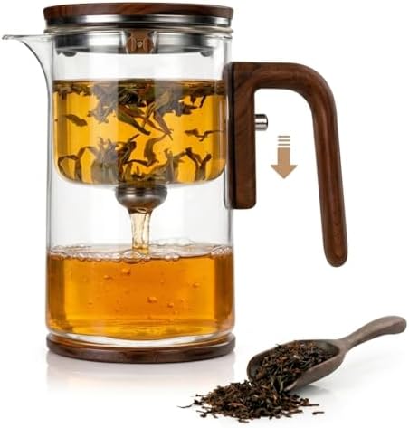 MIIKA Magic Glass Tea Pot with Infuser for Loose Tea – Bottom Dispense Stainless Steel Strainer, Borosilicate Glass, Elegant Tea Scoop, Protective Base and Drip-Free, Easy-to-Clean Design by Unknown