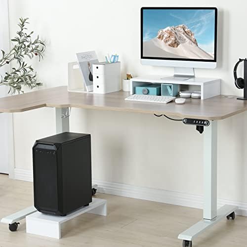 TEAMIX 2 Pack White Monitor Stand Riser 20 inch, Wooden Desktop Stand Shelf - Image 6