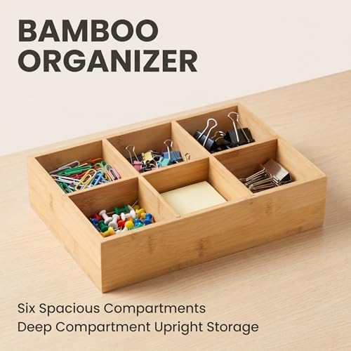 2 Pack Bamboo Small Desk Drawer Organizer - Image 5