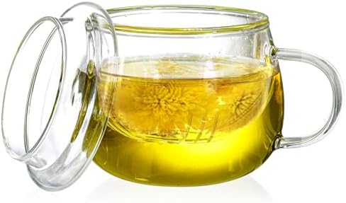 Tosnail 2 Pack 13 Ounce Glass Tea Cup Set with Lid and Infuser, Clear Teacups with Strainer for Loose Tea Brewing - Image 4