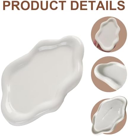 Ceramic Jewellery Dish Trinket Tray Decorative White Tray Girl Aesthetic Cloud Jewelry Trays Cosmetic Ring Key Holder Organizer Dishes Room Desk Decor - Image 2