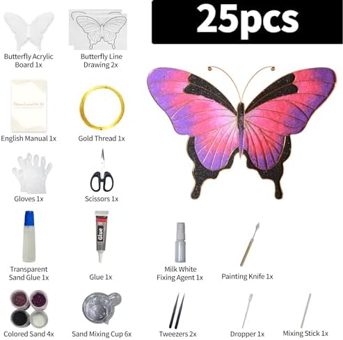 Filigree Enamel Art Painting Adult Craft Kits, DIY Art Projects Crafts Kits, Adult Painting Crafts Projects Kits for Seniors Teens Women, 3D Pink Butterfly Craftwork Decor Gift DIY Crafts Supplies - Image 2