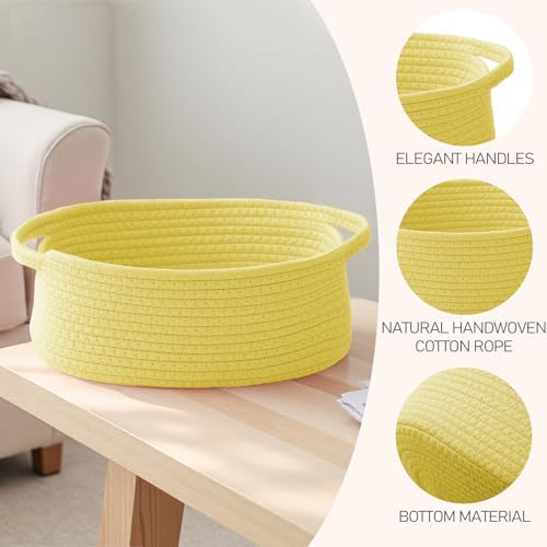 JMvicyroam Small Woven Basket, Empty Gift Basket, Yellow/1 Pack - Image 3