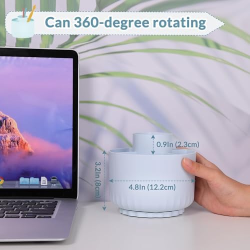 SKYDUE 360 Degree Rotating Desk Organizer, Dual-Purpose Pencil Pen Holder for Desk, Rotating Pencil Cup with 5 Slots, Office Supplies, Desk Decor for Office, School, Home - Image 2