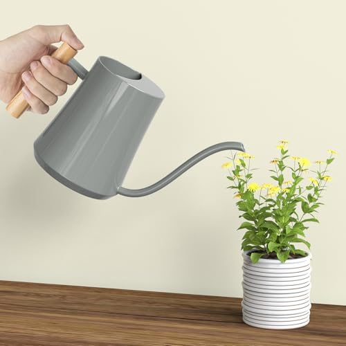 Green Moon 1L/35oz Metal Watering Can Indoor with Long Spout, Gray - Image 6