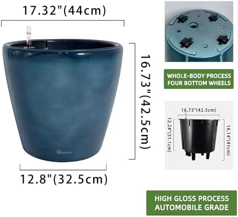 Dexceder 18x17 Self Watering Planter with Wheels (Grayish Green Gradient) - Image 3