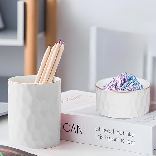 Concrete Desk Accessories Set, Pen Holder and Paperclip Holder for Office - Image 2