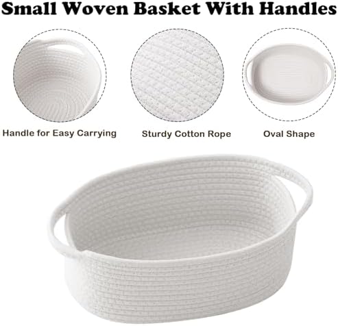 White Woven Rope Basket - Baby Gift Basket with Bag & Ribbon - Image 3