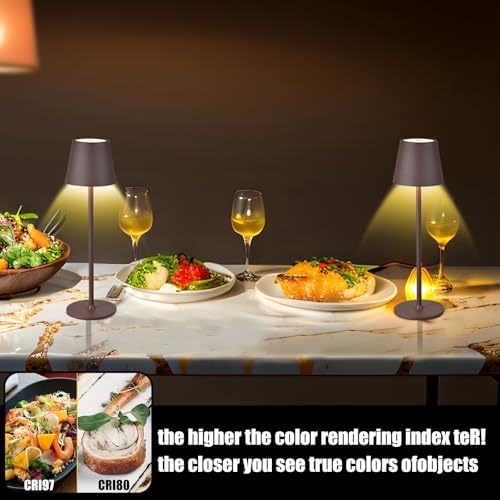 2 Pack Cordless Table Lamp,Portable LED Desk Lamp, 6000mAh Battery Operated, 3 Color Stepless Dimming Up, for Restaurant/Bedroom/Bars/Outdoor Party/Camping/Coffee Shop Night Light - Image 5