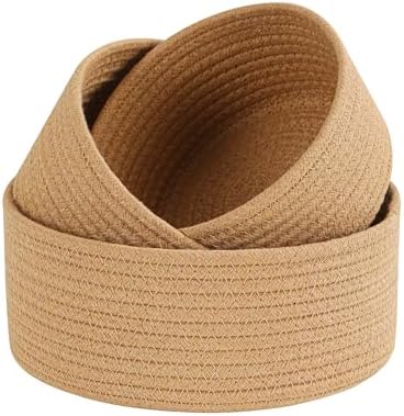 Small Basket Cotton Rope Woven Baskets for Organizing Cute Mini Tiny Baskets for Nursery Decorative Boho Round Storage Bathroom Organization Bin Open Storage Bins (Brown) by YMhoart