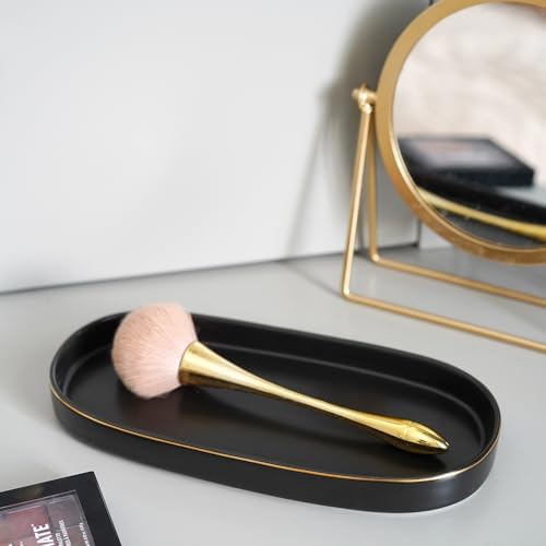 10x5 Bathroom Vanity Tray, Oval Ceramic Decorative Perfume Candle Tray for Bathroom/Kitchen Counter, Black - Image 3