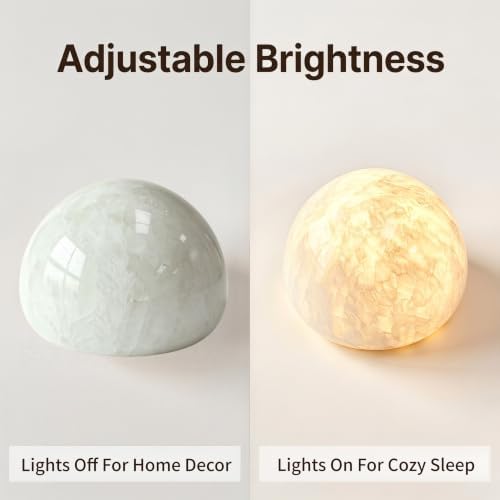 Natural Marble Lamp Cordless Touch Control Night Light 3-Way Dimmable Pat Light LED Ambient Glow Lamp Type-C Rechargeable Portable Stone Bedside Desk Lamp Zen Home Decor (White A) - Image 2