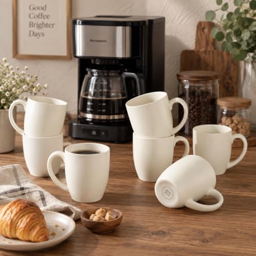 AmorArc 12oz Coffee Mugs Set of 6, Ceramic Coffee Cups Set-Light Beige - Image 7