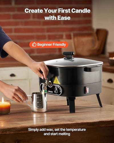 VEVOR Wax Melter for Candle Making, 6.3 Qts, Fast and Even Heating, with Easy Pour Spout and Temperature Control, Grooved Base for Non-Stick and Smooth Flow, Wax Melting Pot for Making Candles Soaps - Image 2