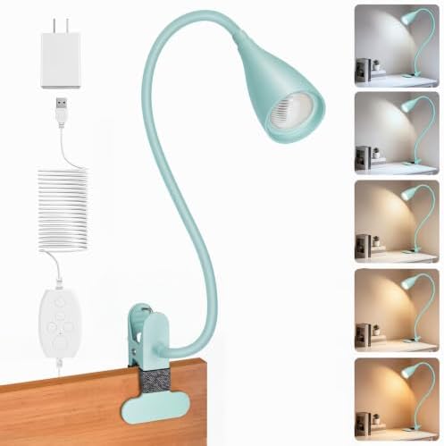 Reading Light for Book in Bed,Clip on Light Reading Lamp with Adapter Teal by Uchoiceme