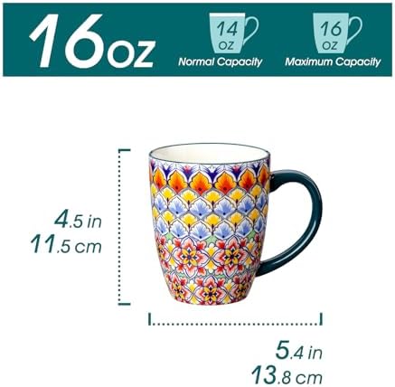 vancasso SIMI 16 oz Large Coffee Mugs Set of 6, Ceramic Cups with Handle - Image 2