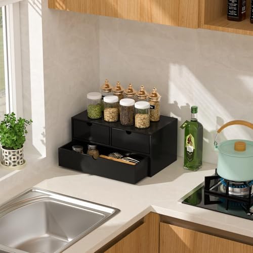 Bamboo Desk Organizer wtih Drawers Mini Desktop Drawer Tabletop Storage - Image 6
